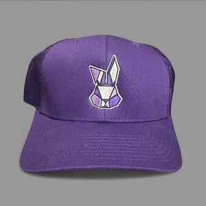 Purple Trucker Hat with Geometric Rabbit Logo